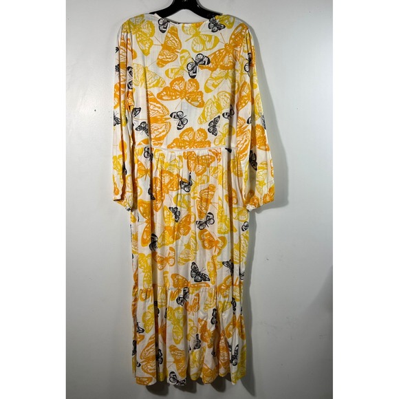 Womens Sweet Magnolia V Neck Butterfly Midi Dress Tiered Boho M Viscose NWT - Picture 2 of 10